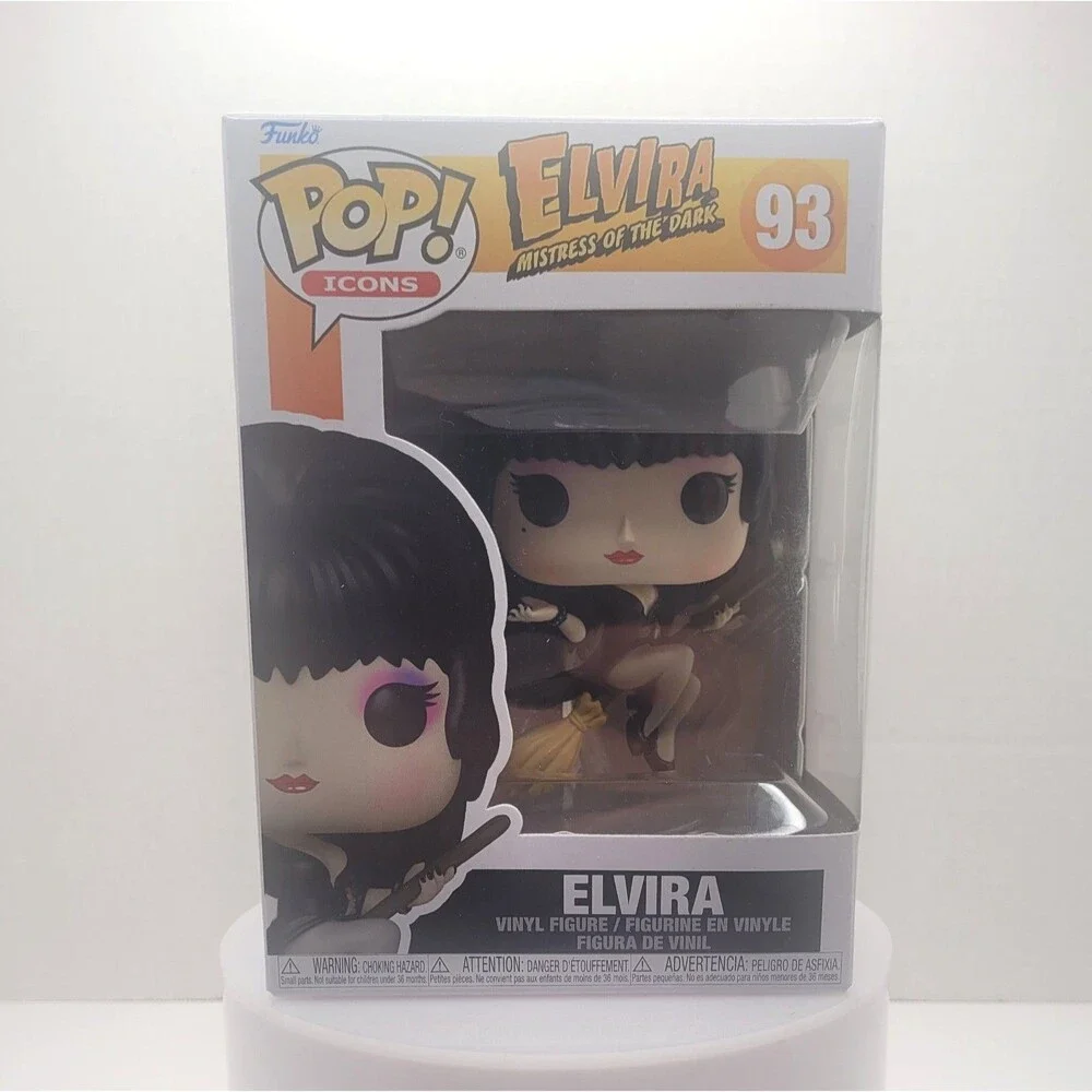 Funko Pop Icons Elvira on Broom Vinyl Figure #93
